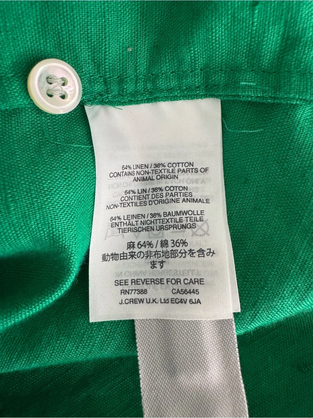 J. Crew Perfect Green Button Down Linen Blend Shirt - Picture 8 of 10